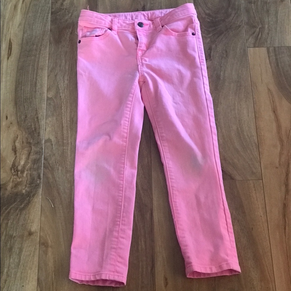 Girls Neon Pink Skinny Jeans